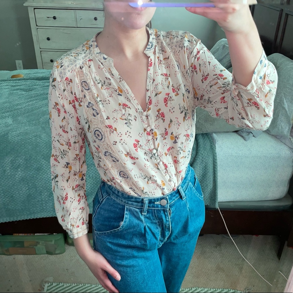 Lucky Brandy Cream Floral Blouse Top